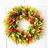 Dekorative Blumen Kränze Kranz Lichter Outdoor Herbst und Sommer Girlande Farbe Eukalyptus gefälschte leuchtende Türschild Leopard Sonnenblume Kranz