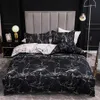 Черно -белый цвет кровать постельное белье Мраморное реактивное печатное одеяло набор для дома постельные принадлежности для дома