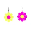 Neue Acryl -Dangle -Ohrringe Hyperbel klare Neongrün rosa Blumenohrring für Grils Kinder Frauen Modeaccessoires6080881