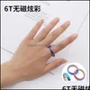 Bandringen sieraden 6 mm retro mode hematiet colorf ring width cambered oppervlakte regenboog kleur kerstcadeau dhtwk1068095