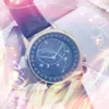 Gök Mavisi Yıldızlı Otomatik Tarih Erkekler Saatler Lüks Moda Erkek Deri Çelik Kemer Kuvars Hareketi Erkek Zaman Eğlence aydınlık montre de luxe Kol Saatleri hediyeler