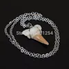 Pendant Necklaces 1pc Natural Tooth Stone Druzy Gem Necklace Sliver Plated Color Chain Charm Teeth Women/MenPendant