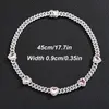 Bijoux Hip Hop Grand Amour Coeur Tennis Chaîne Cubaine Neclakes Bracelets Bracelets De Cheville Bling Luxueux Collier De Diamants pour femmes fille Cadeau D'anniversaire