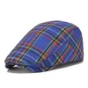 Berets Womens Plaid Flat Beret Mens Ivy Gastby Cabbie Cap Unisex Cotton Sboy CapBerets