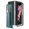 Étuis de téléphone en cuir de luxe pour Samsung Galaxy Z Fold 3 5G PC Frame Cover 3 avec porte-stylo