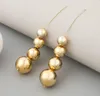 E2107 simple Dangle Summer long ear line pendientes colgantes Plata oro CCB con cuentas retro simple araña geométrica