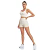 Naadloze gebreide yogaset ademende sport beha heup lift shorts outdoor running fitness dames gym oefening hoge taille j220706