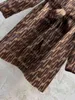Designer Femmes Chemise habillée imprimée Taille Slim Chemise à manches longues Poche Moulante Tunique logo Robes imprimées Top f..ndi Marque femme Vêtements a1