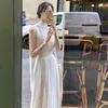 Womens Spring And Summer Style Gentle Elegant Long Skirt High Collar Sleeveless Fashion Sexy Dress 220615