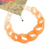 Manufacturer short chunky twist dye orange transparent rin women cuban chain necklace