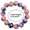 Armreif Unabhängigkeitstag Flagge Perlenarmband Geburtstagsgeschenk Mode Charme Druckschicht Stretch für Frauen Männer K9V8Bangle Lars22