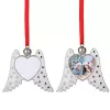 Sublimation Angel Wings Ornament Heat Printing Christmas Christmas Trasfer Transfer Metal Penderts con Red Ribbon Regalo personalizzato 0810