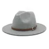 Kwiat szary wełniany kapelusz mężczyźni i kobiety Fedora Hat Flat Brim Broadbrimmed Hat Su Li Wool Cap2080317