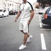 Tuta da uomo Estate Casual Abbigliamento da uomo T-shirt a maniche corte e pantaloncini a righe Tuta sportiva da uomo 220530