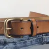 Ceintures épaisses ceinture en cuir de vachette femmes pur cuivre bouton haut tout match jeans décontractés haute qualité rétro luxe femmes ceintures