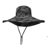 2022 Camouflage pêcheur chapeau fête fournitures Camouflages casquettes Sport feuille Jungle militaire casquette pêche chapeaux écran solaire gaze Cowboy