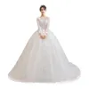 Inne suknie ślubne o szyję długi rękaw z pociągiem piękny haft koronkowy suknia ślubna ślubna plus custom Madeother