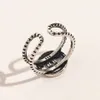 Top-Qualität, klassische Band-Buchstaben-Ringe für Herren und Damen, Modedesigner, extravaganter Marken-Geometrie-Buchstabe, Antik-Silber-Ring, Kupfer-Öffnung, verstellbarer Schmuck