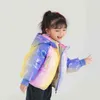 Winterkinderen regenboog kleurrijk geen schone glanzende katoenen jas tops jas voor baby kinderen jongens meisjes warm dikkere bovenkleding J220718