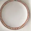 Collana annodata a mano Collana di perle d'acqua dolce rosa da 8-9 mm Gioielli di moda da 18 pollici