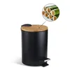 3 / 5L houten flip stap vuilnisbak afval vuilnisbak afvalcontainer organisator voor badkamer Keukenkantoor 220408