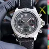 Mens Watch Black Nylon Miyota Quartz movement luminous Full working Chronograph Heavy satinless steel Designer Grey face Male wristwatch 43mm