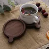 Houten creatief met handvat koffiekopmat zwart walnootthee beuke potholder Japan placemat servies aangepast 220621