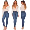 Jeans donna pantaloni skinny denim moda vita alta elasticizzata leggings slim matita matita casual anca L220726