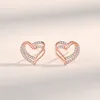 New Love Heart Sterling 925 Stud Earrings Women Retro Designer S925 Silver Elegant French Romance Ear Jewelry Gifts for Female