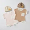 Mameluco infantil de verano de manga corta de algodón para bebés, niños y niñas, ropa de moda de una pieza 220426