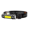 Mini portátil Mini Poderoso LED Headlamp XPE + COB USB Farol Recarregável Bateria à prova d 'água lâmpada de lâmpada lanterna luzes de ciclismo