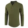 Mannen Plus Size Oude Viking Borduren Lace Up V-hals Shirt Met Lange Mouwen Top Voor Herenkleding 220721