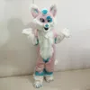 Długi Fur Wilk Fox Fursuit Maskotki Kostium Dorosłych Anime Charakter Sukienka Halloween Boże Narodzenie Parade Furry Garnitury