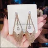 Dangle Chandelier Earrings Jewelry Vintage Fashion Fl Diamond Tassel Drop Pendant For Women Korean Earring Birthday Party Daily Gifts Deli