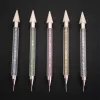 Double-end Nail Dotting Pen Crystal Beads Handle Rhinestone Studs Picker Wax Pencil Manicure Nail Art Tools DH854