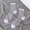 Frill trim Andningsbara glas Silk Kristall Socks Transparenta Ankle Sheer Mesh Socks Gratis Shpping Styles