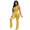 Kobiety Jumpsuits Rompers Women Sexy Back Otwarte Slevele Bez rękawów jednoczęściowe szerokopasmowe spodnie koronkowe haczyk kwiatowy kombinezon środkowy talia