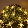 Strängar 20LED Dragonfly Solar Light Outdoor LED Garden Waterproof Lawn Christmas Decoration Stringled