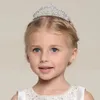 شعر الفتيات Hoop Crown Rhinestone Tiara مع مشط قطع رأس الطفل من المجوهرات الفضية الفضية عالية الجودة من الفتيات