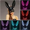 카니발 El Wire Bunny Mask Musque Masquerade Led Rabbit Night Club Female for Birthday Wedding Party 2207152497192