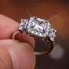 Wedding Rings Huitan Modern Design Geometric Square Shape For Women Princess Cut Cubic Zircon Statement Jewelry Bridal Eternity Ring Wynn22