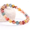 Beaded Strands Natural Colorful Rutilated Quartz Gemstone Beads Bracelet Multi-color Precious Special Lucky Gift For Man Woman Lars22