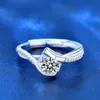 1CT Real Moissanite Ring Engagement Wedding Diamond Rings for Women 925 Sterling Silver Luxury Quality Smycken