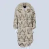 Futro dla kobiet sztuczne X-Long Naturalny prawdziwy płaszcz rex zimowa kurtka kobieca odzież wierzchnia streetwear gęsta ciepła korea luźna kobiet