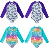 Children039s Swimwear Girls Mermaid Swimsuits Baby Pool Beach Wear Kids Onepiece Long Sleeve Rash Guard Bathing suit Sun Prote9009931