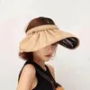 Kobiety anty-UV Składane słoneczne czapkę szeroką grzbiet topless na zewnątrz kapelusz plażowy Kobiety pusta górna skorupa Kształt Sunhat anty ultrafiolet