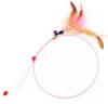 Cat Feather Wand Toy Campana in filo d'acciaio Interactive Pet Stick Kitty KittenTraining Ginnico Teaser Stick Teste di ricambio