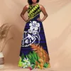 Noisydesigns Abito senza schienale da donna Elegante principessa Samoana polinesiana stampa floreale tribale Blanco Abiti da sposa Robe 220627