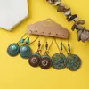 Dangle & Chandelier Bohemia Long Tassel Earrings Sets For Women Girls Green Brown Fringe Jewelry Ethnic Stones Shell Wooden Leather EarringD