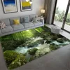 Carpets Natural Scenery 3D Carpet For Living Room Green Forest Waterfall Landscape Rug Bedroom Anti-slip In The Bathroom LargeCarpets